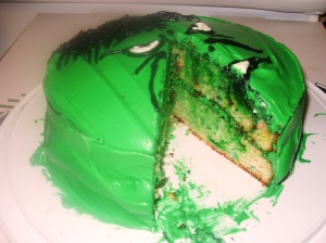 White Cake w/Green Food Coloring Swirled In